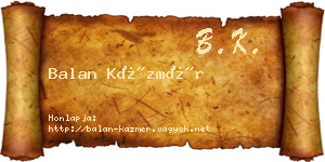Balan Kázmér névjegykártya